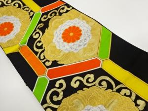 亀甲に華文・唐草模様織出し袋帯